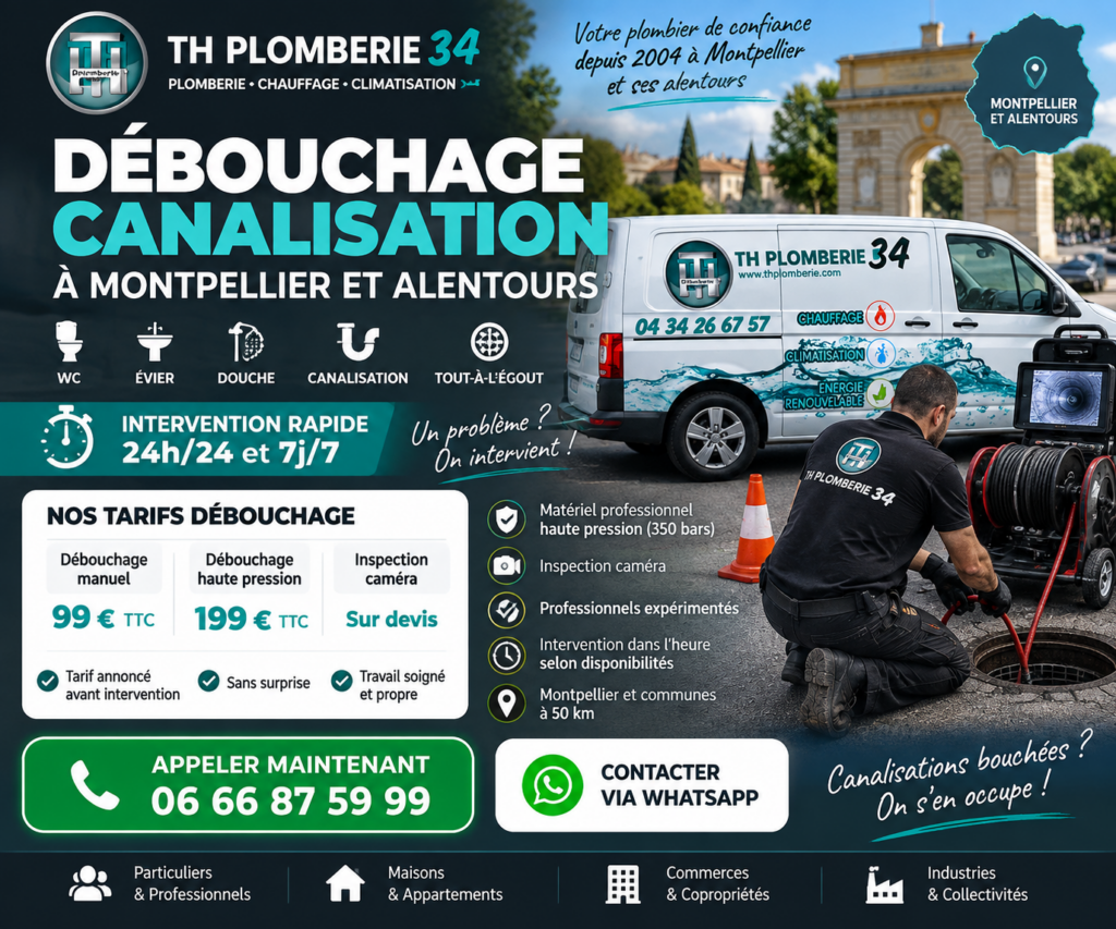 DEBOUCHAGE CANALISATION MONTPELLIER-TH PLOMBERIE 34